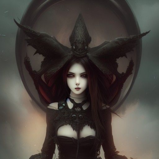 Dark Gothic Anime Dream Girl Halloween Portrait