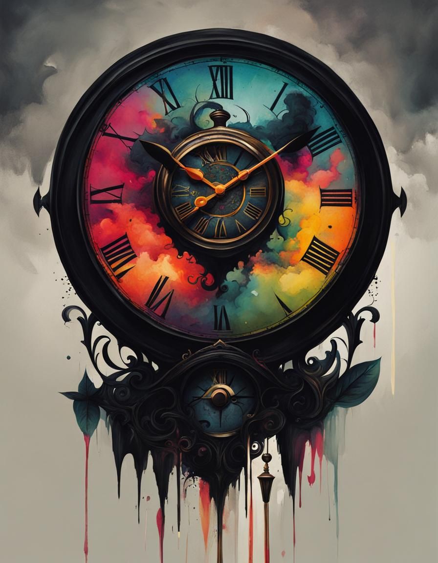 Surreal Clock Character with Vivid Brushstrokes