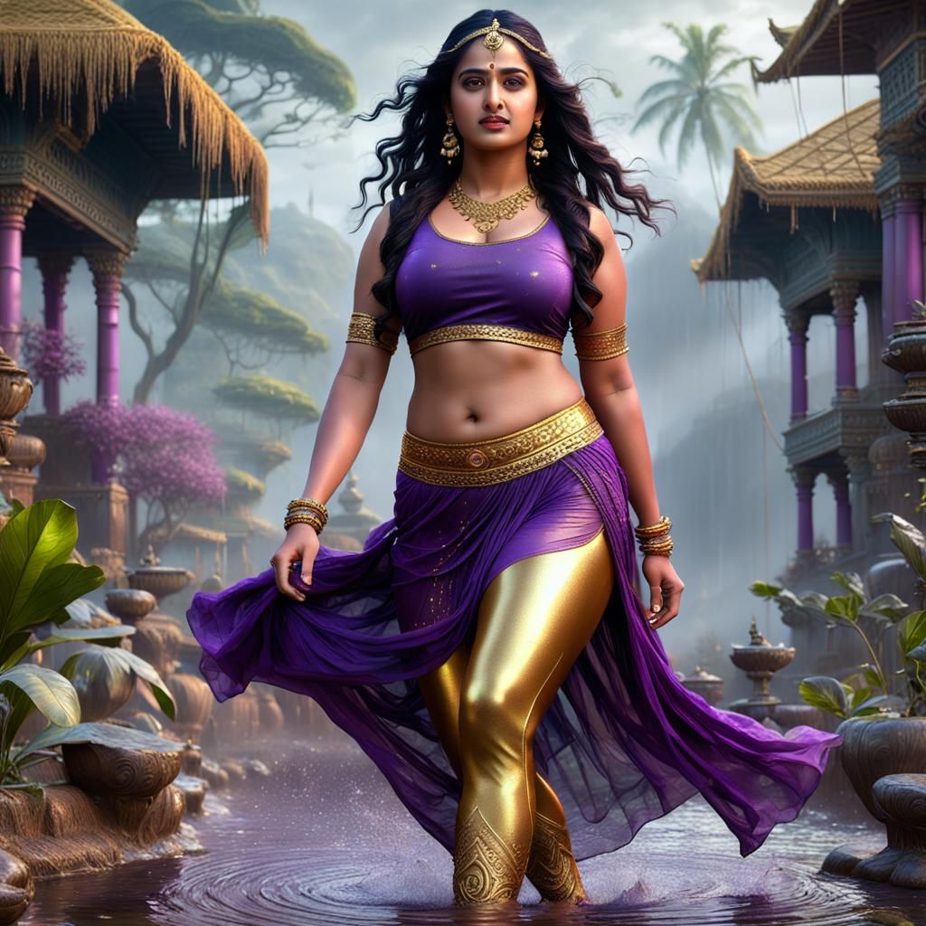 Fantasy Indian Woman in Purple Skirt, Digital Art