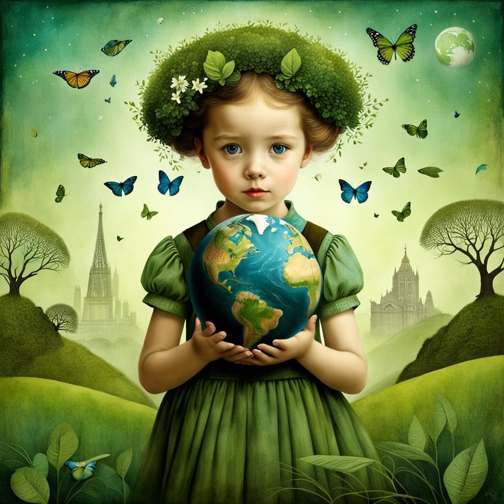 Earth Day Celebration in Whimsical Illustration Style