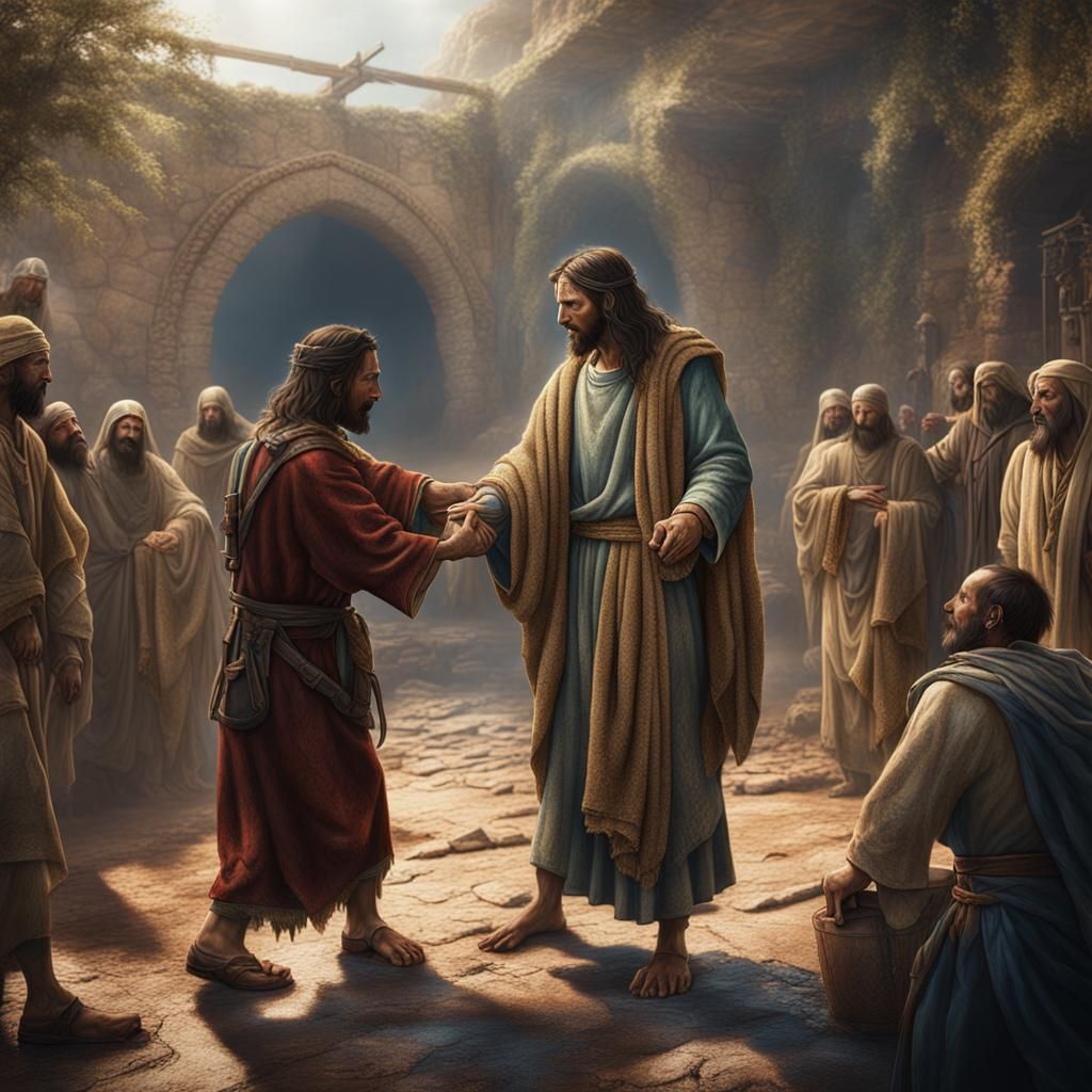 Jesus Heals a Leper: Detailed Matte Painting