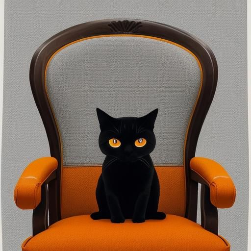 Colorful Portrait of an Orange Cat in Armchair