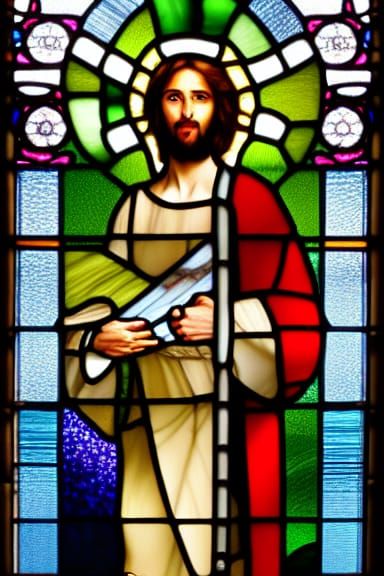 Stained Glass Window Depicting Jesus
