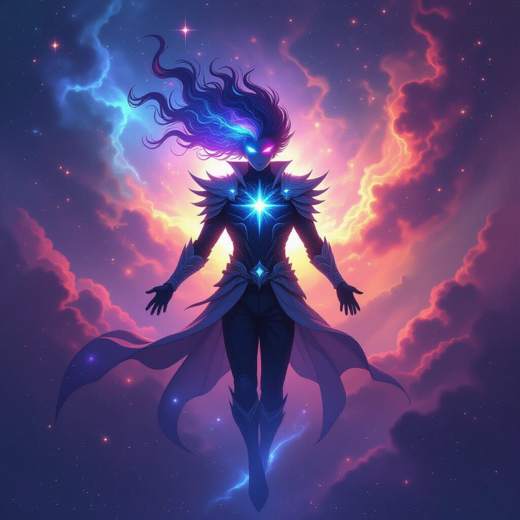 Anime Hero Stardust Celestial Being in Cosmic Void