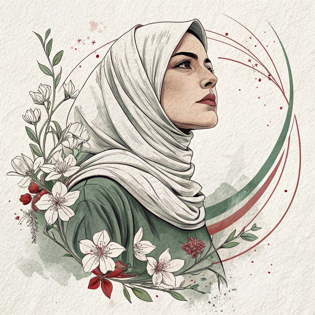 A Dignified Arabic Woman in Traditional Palestinian Attire