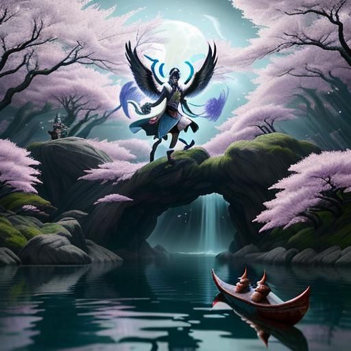 Japanese Folklore Fantasy: Cyclops and Four-Armed Woman