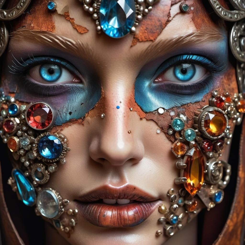 Multi-Textural Collage of Woman's Face