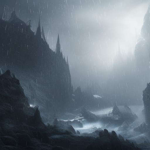 Icy Rain: A Dark Fantasy Matte Painting