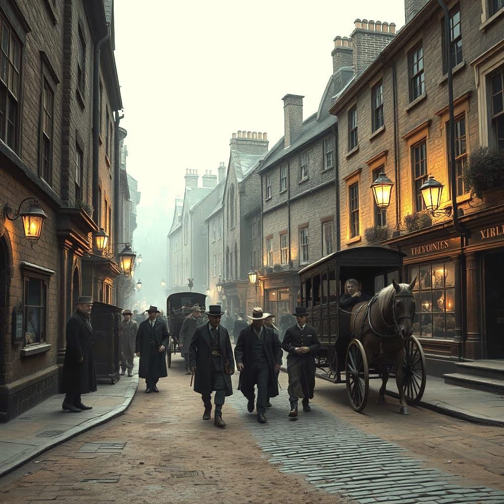 Victorian London Street in 19th Century Style