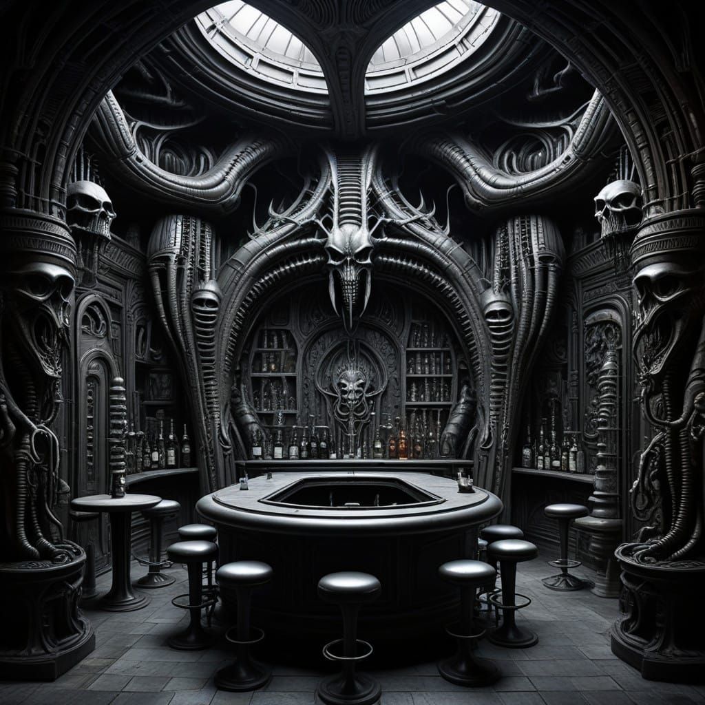 Surreal Bar in Dark, Dreamlike Atmosphere