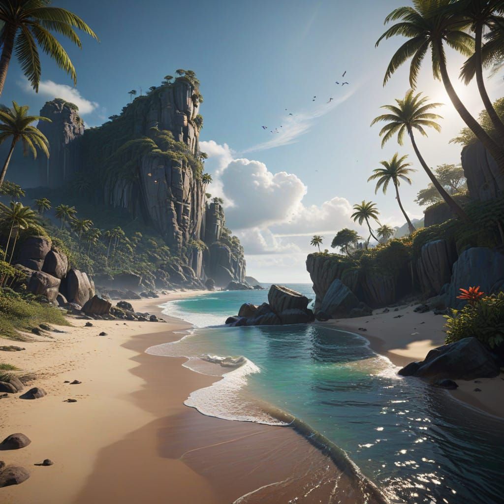 Tropical Oasis in Vibrant, Summery Light