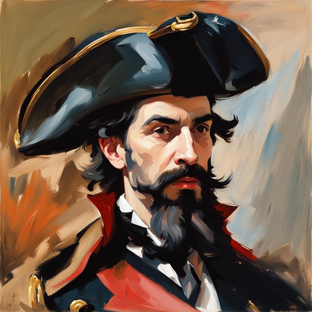 Captain Hook Portrait in John Singer Sargent Style