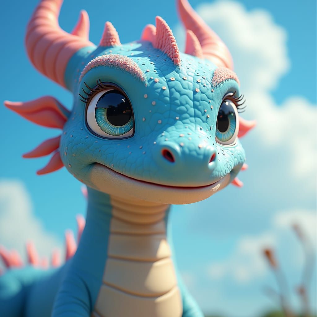 Adorable Pastel Dragon Portrait in Anime Style