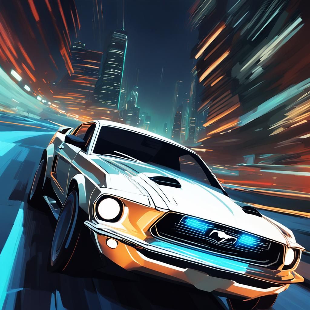 Night Drive Concept Art in Cyberpunk Style