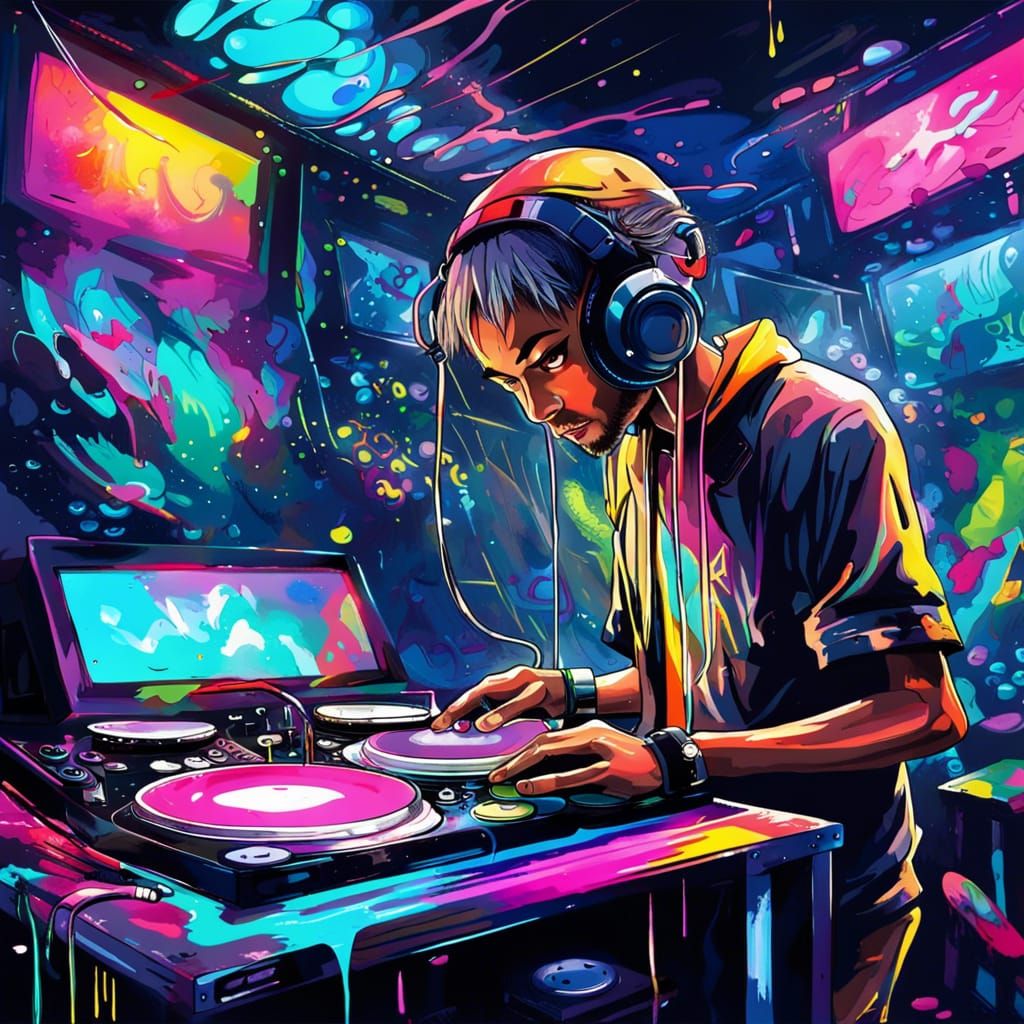 Underwater Nightclub DJ Graffiti Art