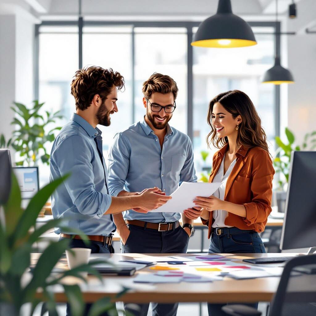 Collaborative Young Professionals in Modern Office, Digital ...