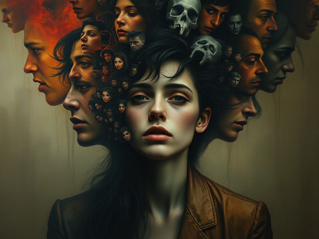 Surreal Portrait of a Person Lost in Thought