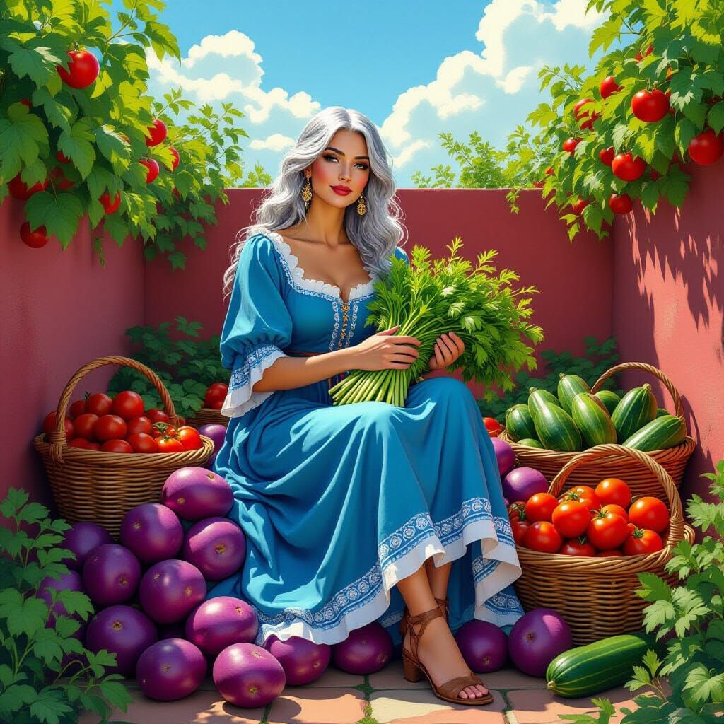 Vegetable Goddess in a Walled Garden