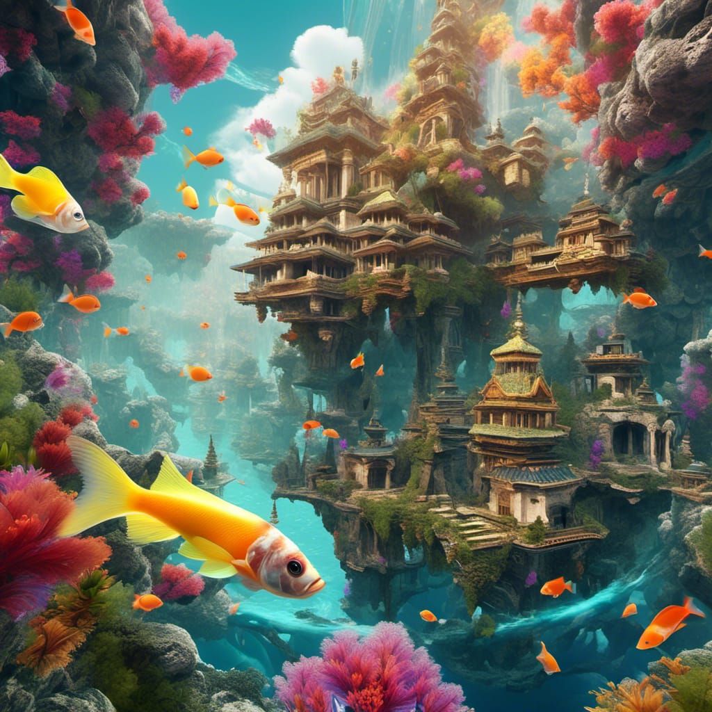 Dissolving Betta Fish in Surreal Digital Art