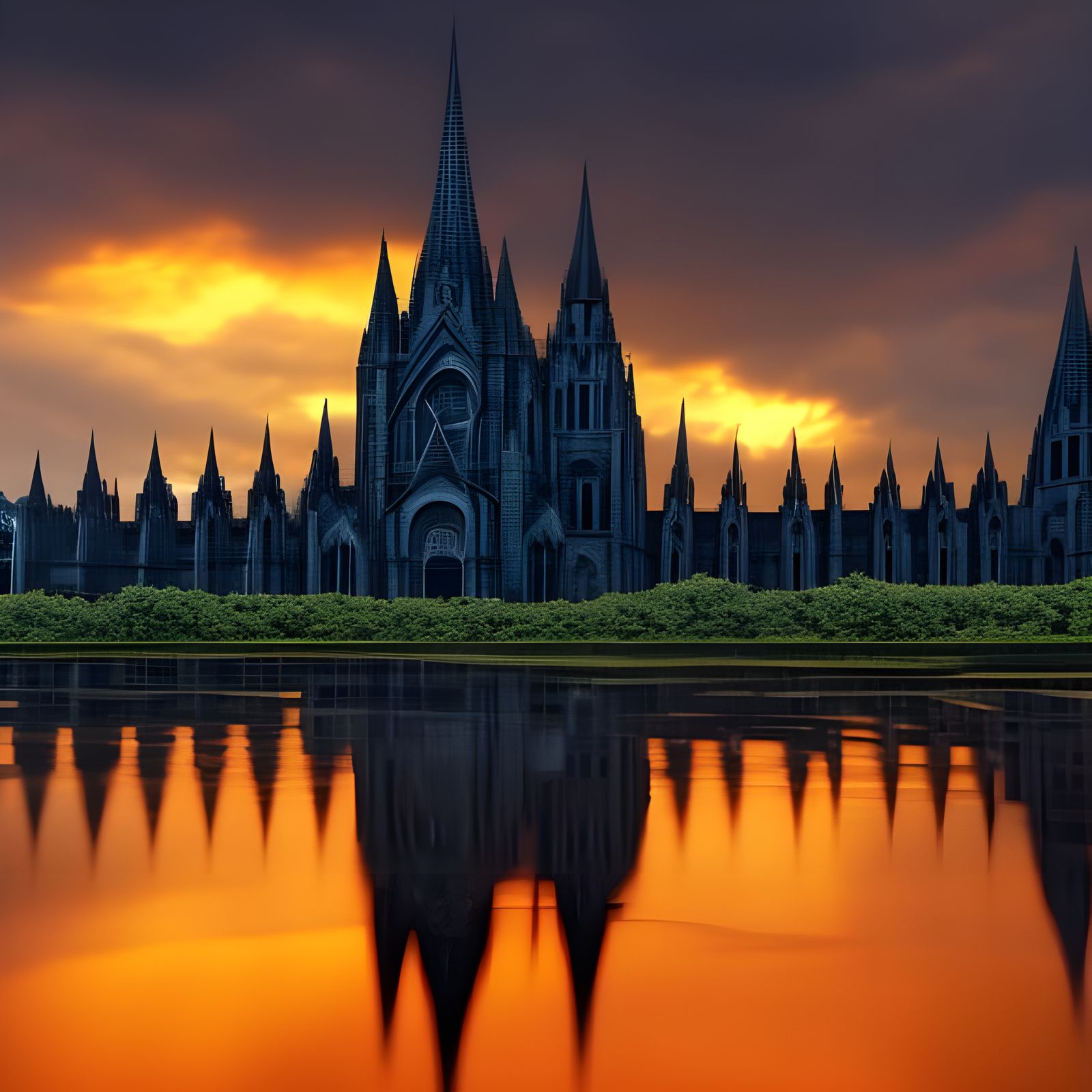 Gothic Cathedral in Golden Sunset: Hyperrealistic 3D Renderi...