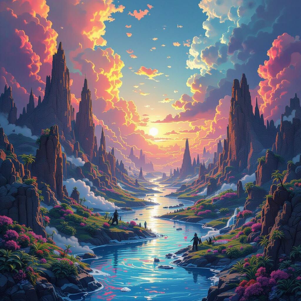 Fantastical Nonsensical Landscape in Vibrant Splash Screen S...