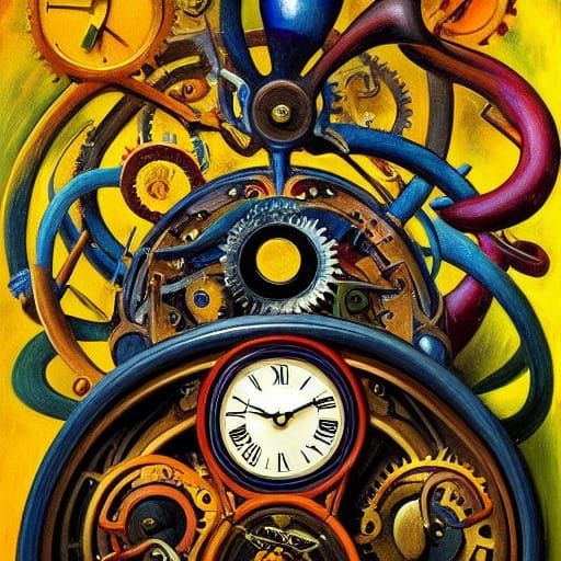 Mouse Explorer in Clockwork Time Machine: Surrealist Oil Pai...