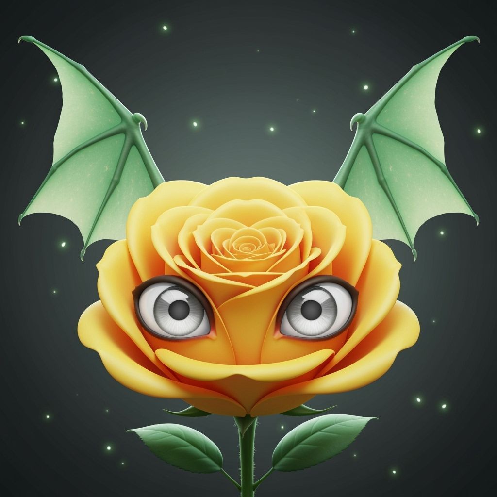 Cute Rose with Dragon Wings in 3D Realistic Anime Style