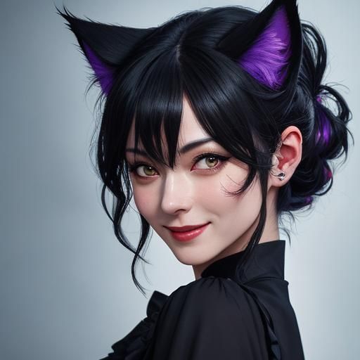 Adorable Black Cat in Bakery, Ghibli Style