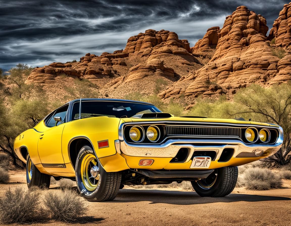1971 Plymouth Roadrunner in Desert Landscape