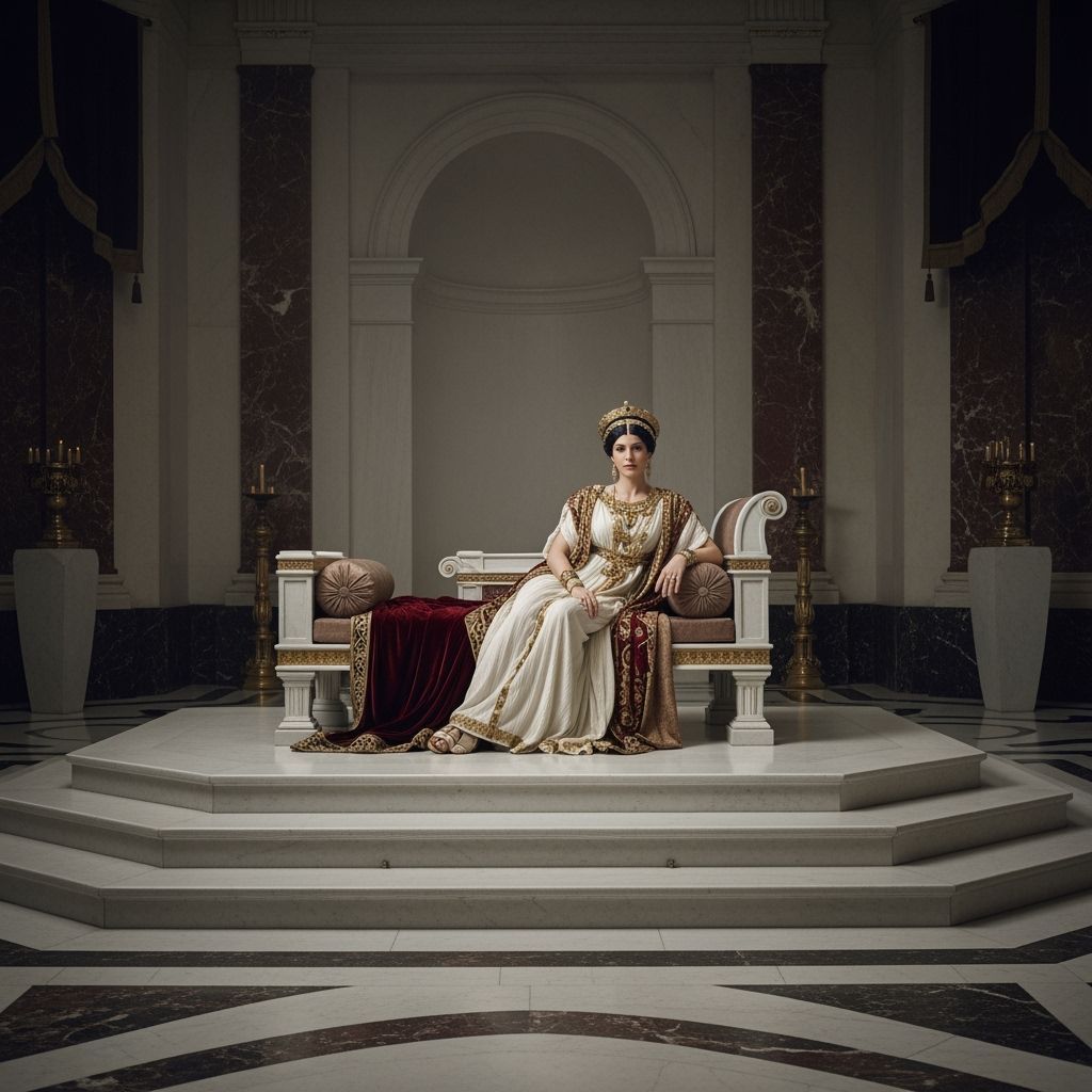 Majestic Roman Empress in Imperial Palace Throne Room