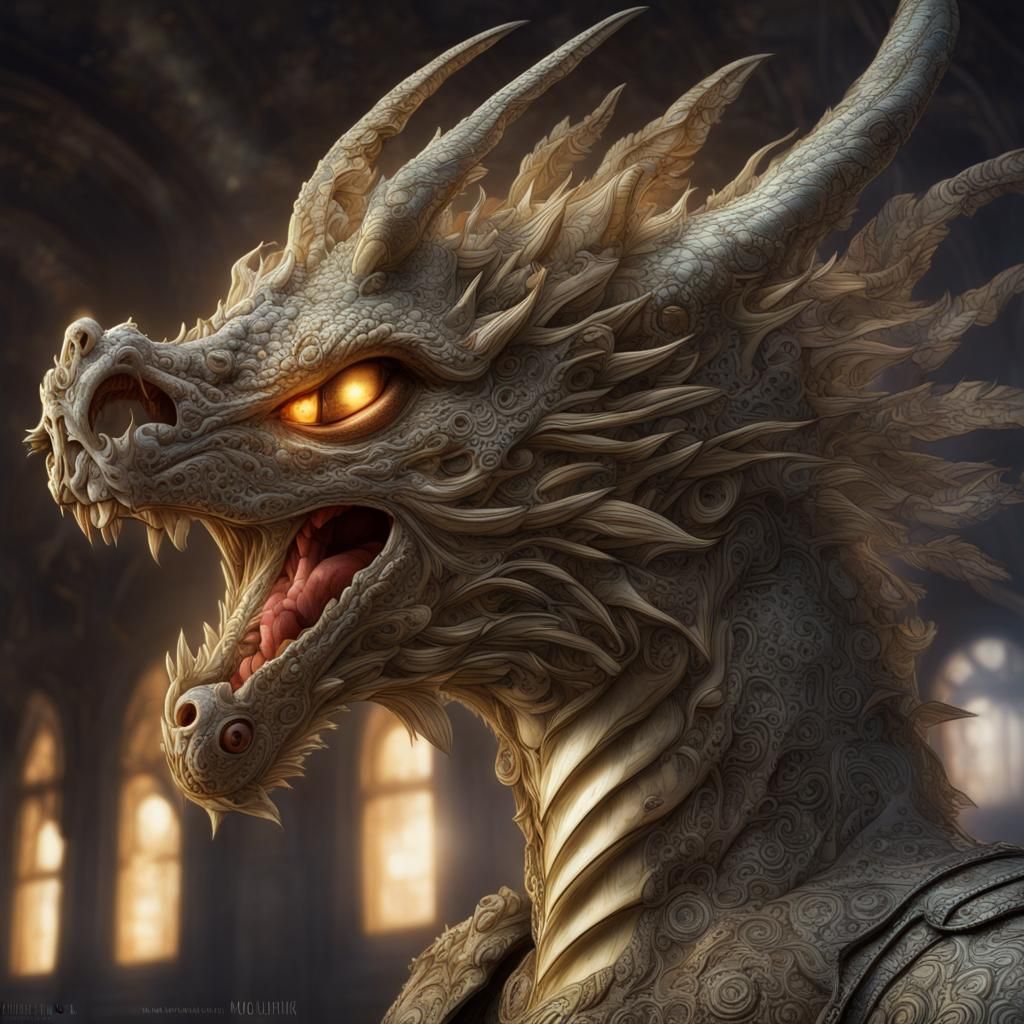 Fractal Dragon Head in Dieselpunk Style