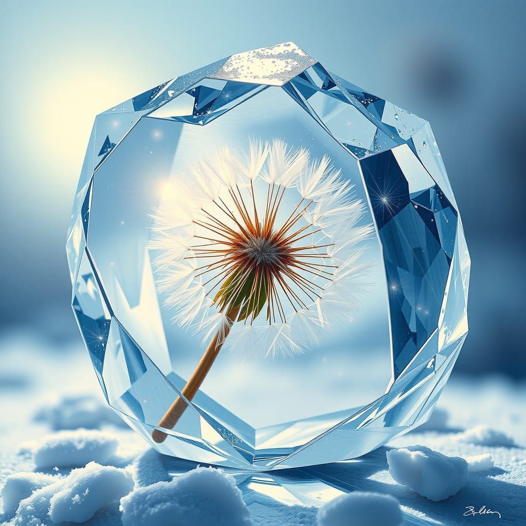 Delicate Winter Bloom Frozen in Crystal