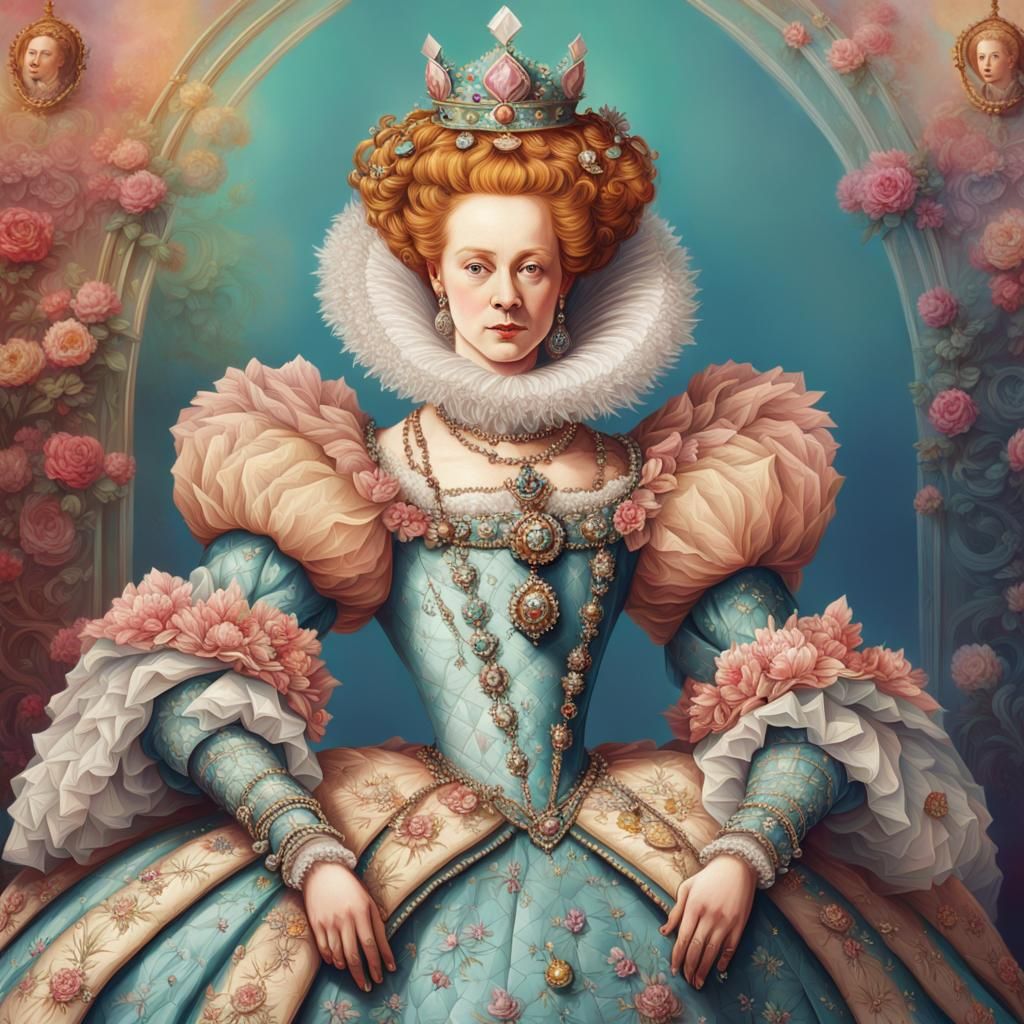 Queen Elizabeth I Portrait in Pastel Colors