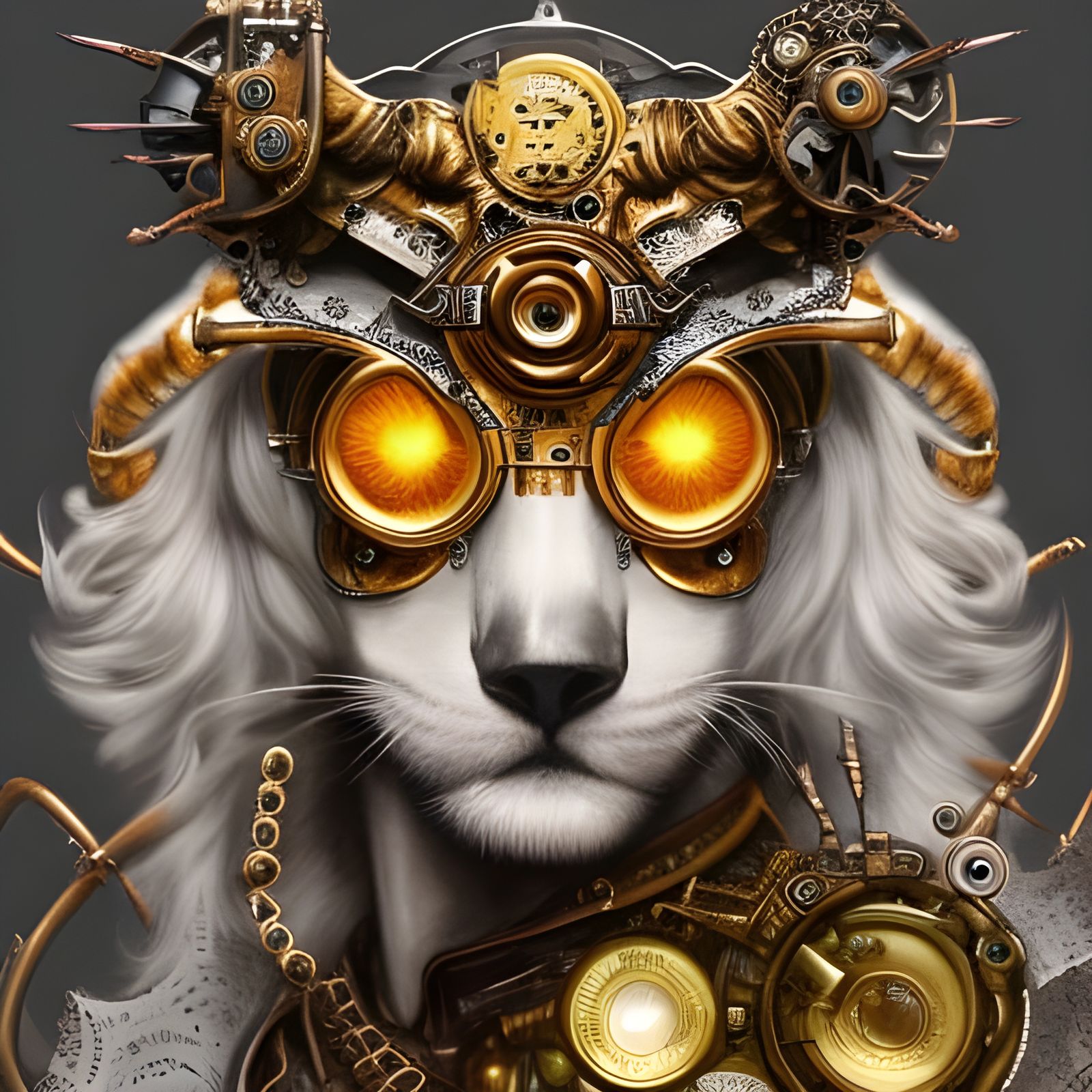 Steampunk Victorian Tiger with LED Eyes