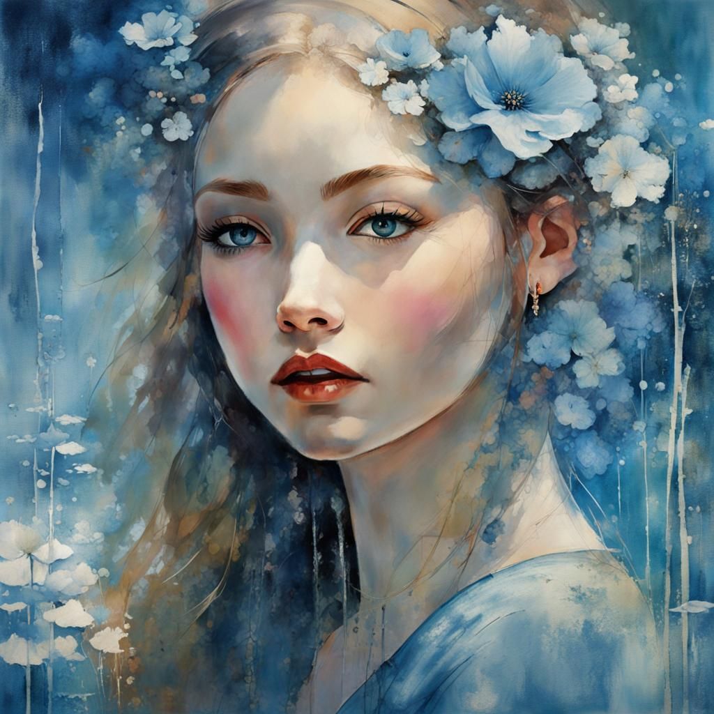 Detailed Water Reflections in Art Brut Style