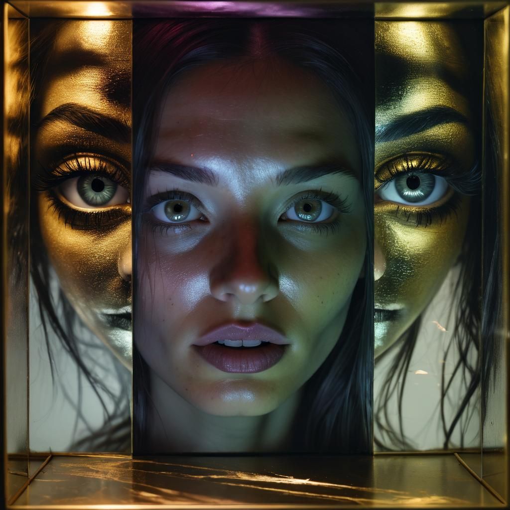 Rainbow Lightbox Portrait in Analog Photography Style