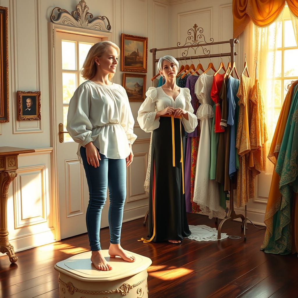 Bespoke Gown Designer in a Warm Sewing Room