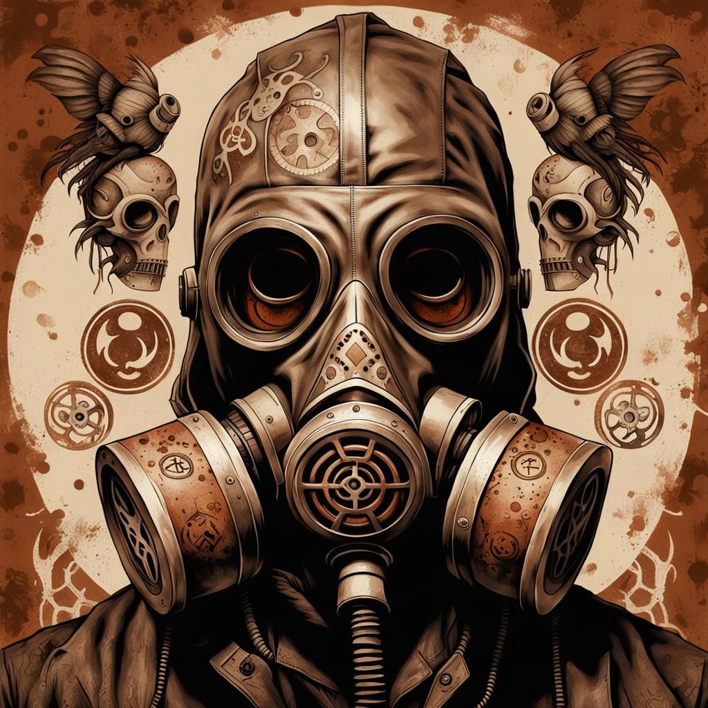 Dark sci-fi digital painting, Voodoo and Demiurge symbols in...