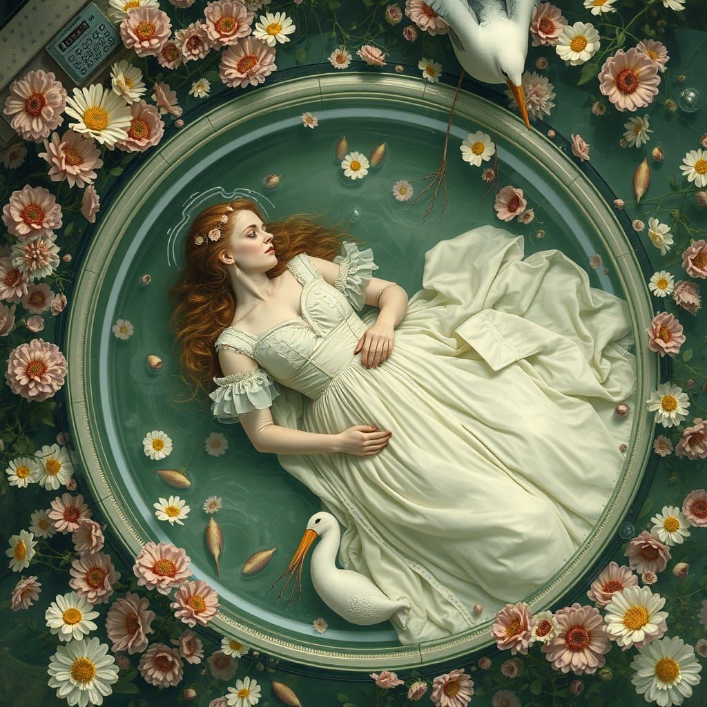 Victorian Drowned Beauty in Cryogenic Slumber