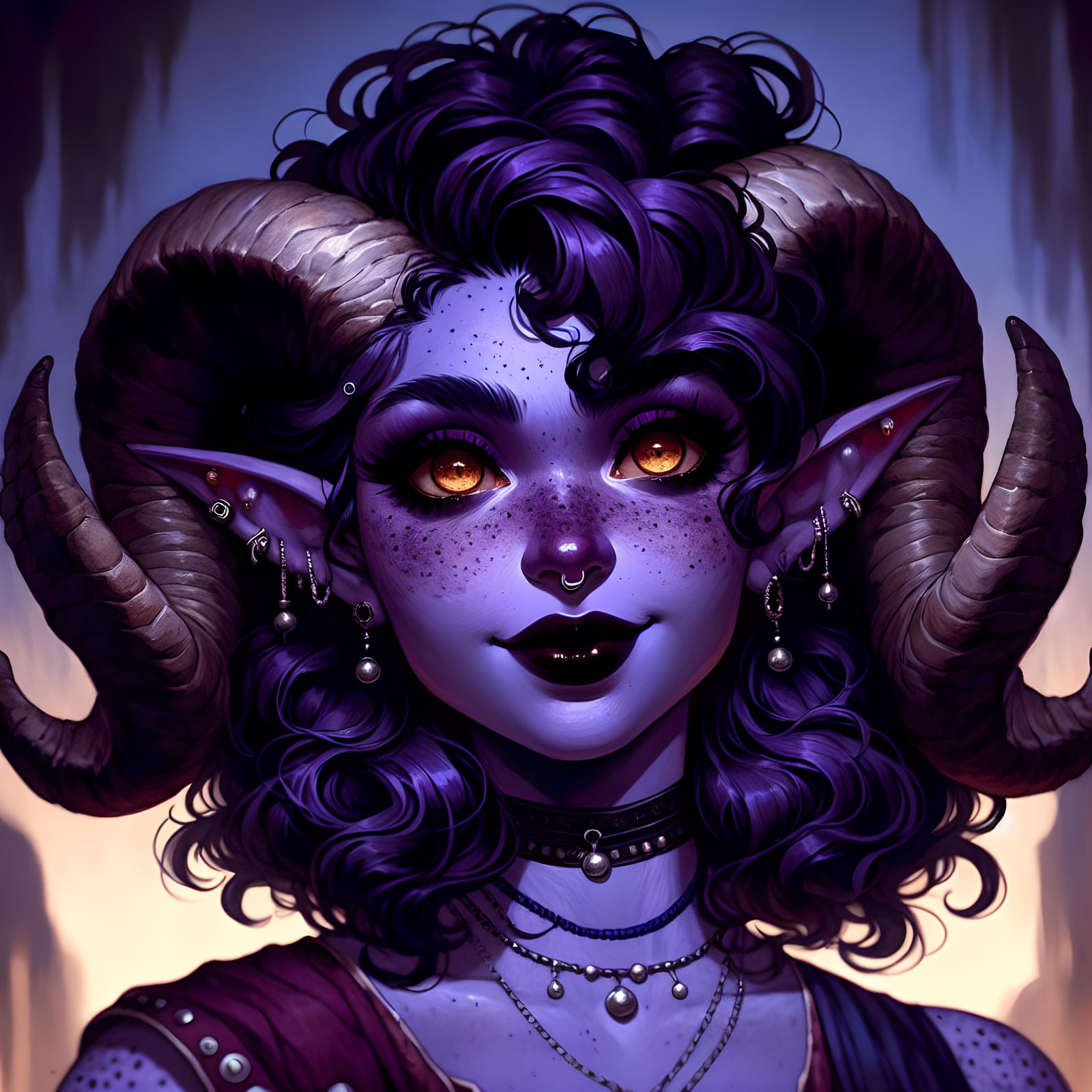 Festive Tiefling Character in Japanese Art Style