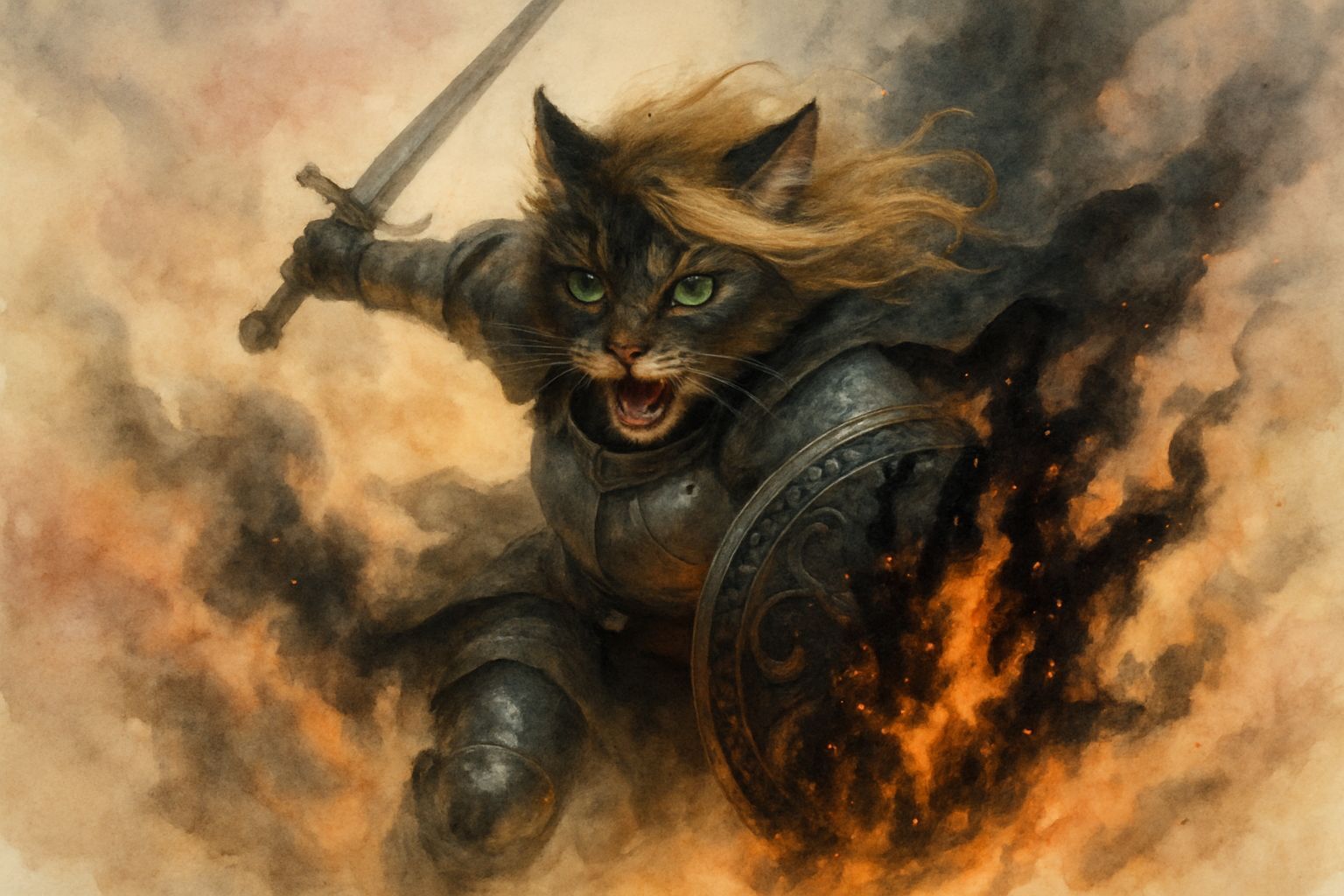 Furry Cat Knight Charges Forward in Hyperrealistic CGI Art
