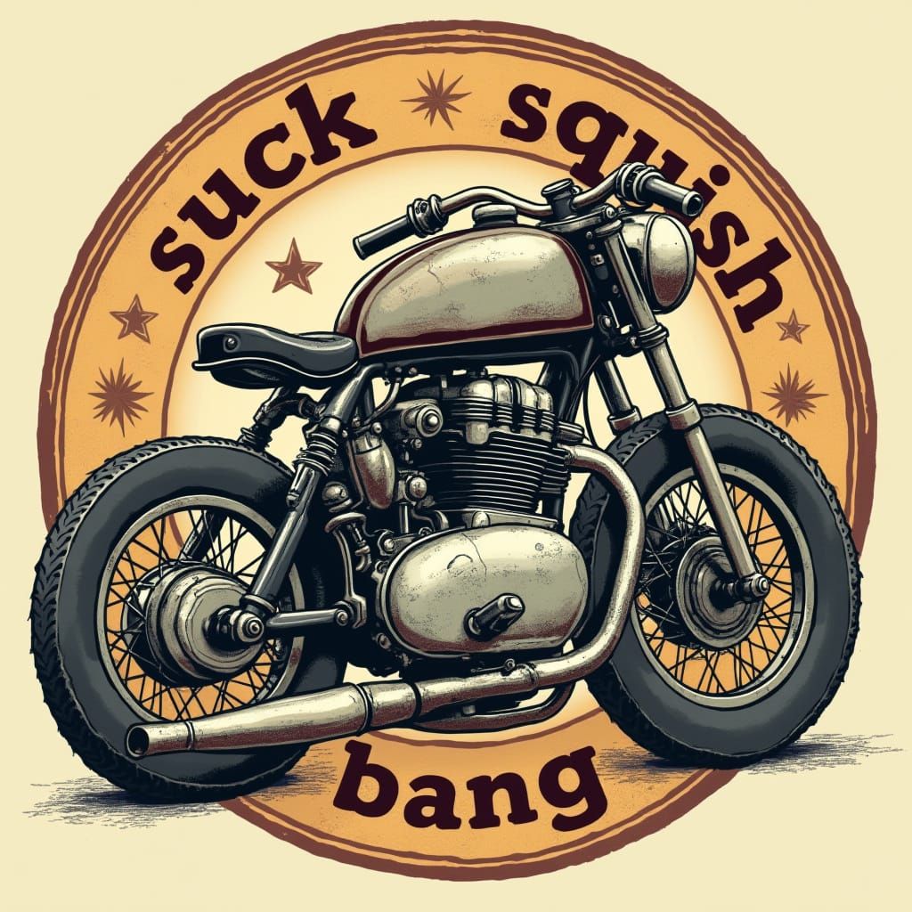 Vintage Motorcycle Engine with Distressed Metallic Details a...