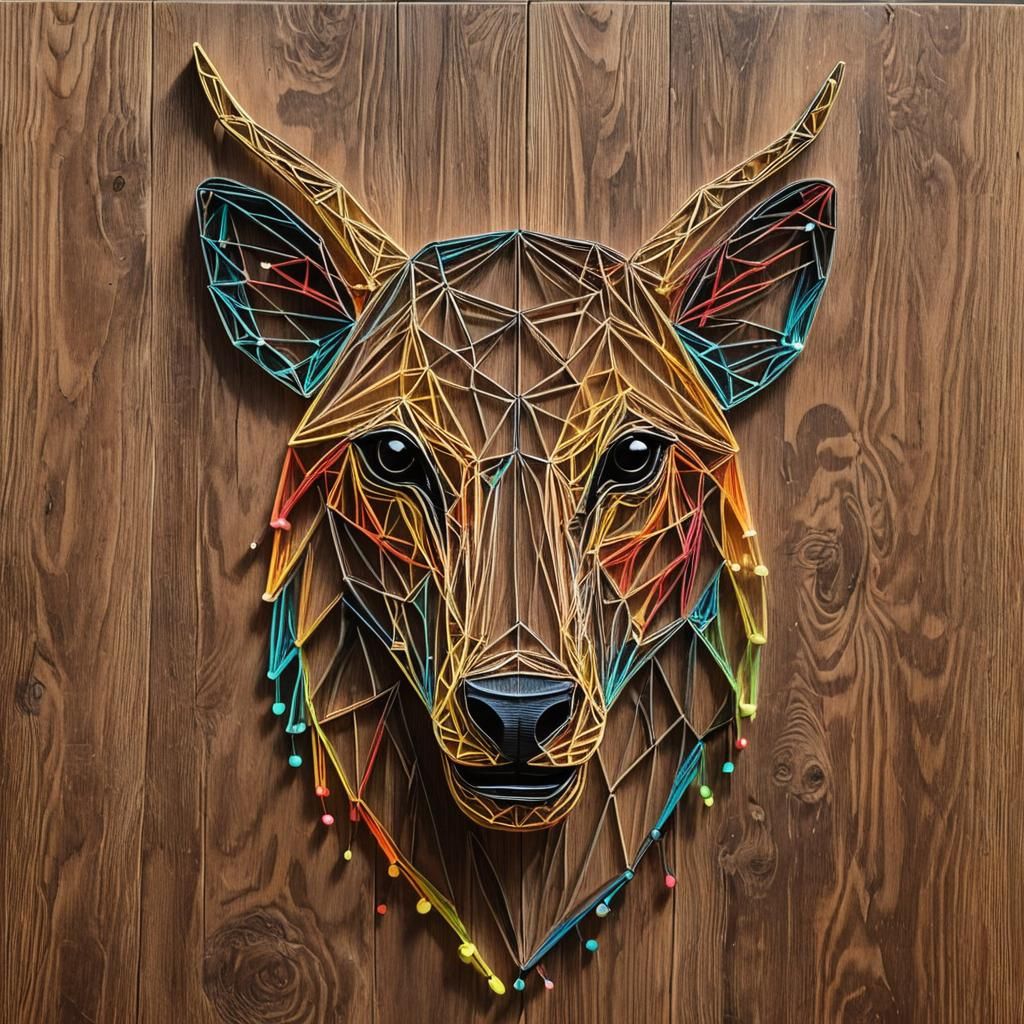Vibrant String Art Animal in Geometric Abstraction