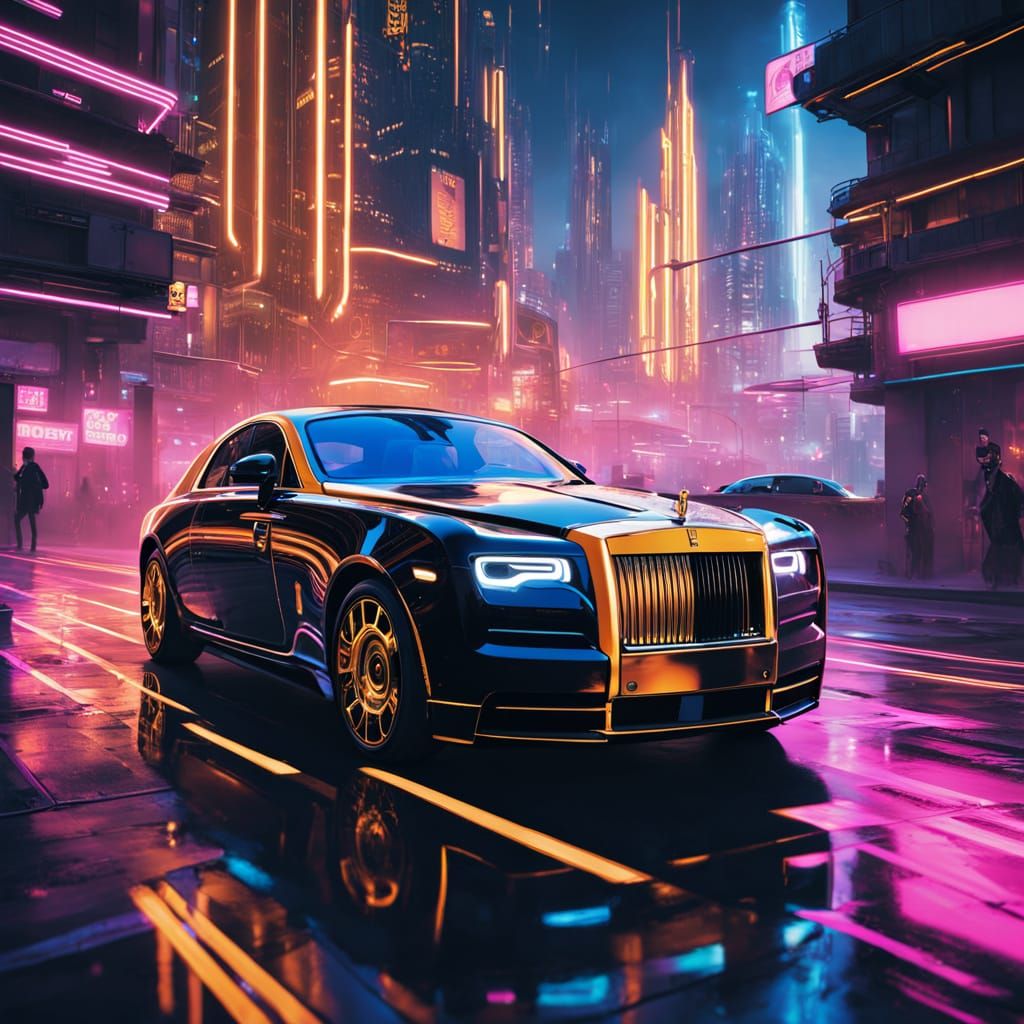 Rolls Royce in Cyberpunk Luxury, Inspired by Blade Runner