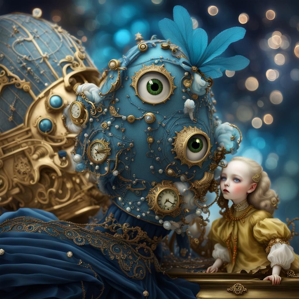 Steampunk Porcelain Doll with Rococo Flair