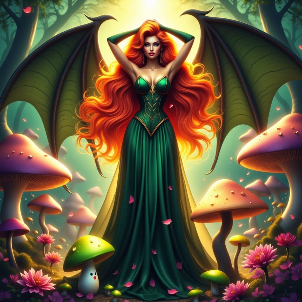 Sultry Dragon Goddess in Fiery Attire