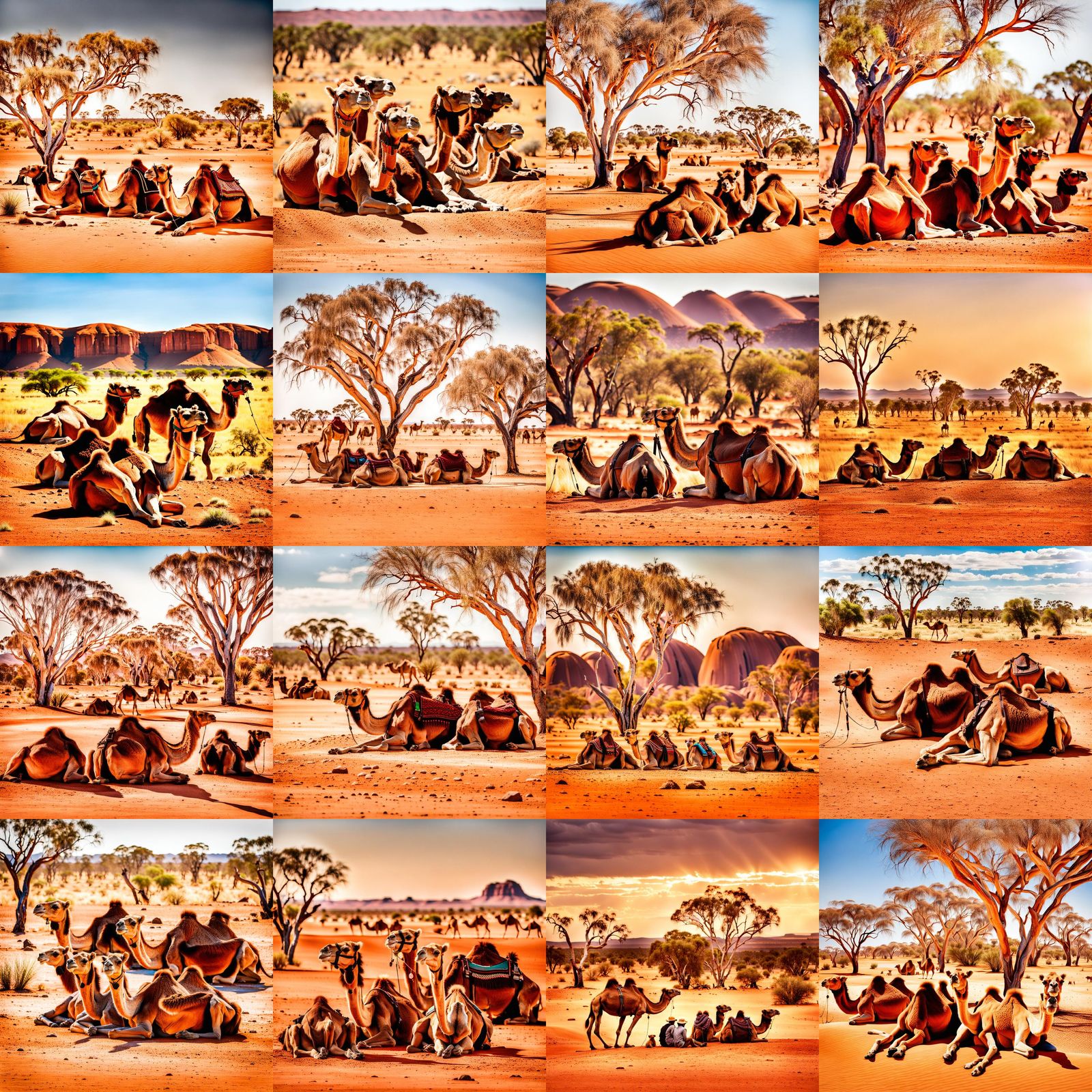 Camels Relaxing in the Australian Outback