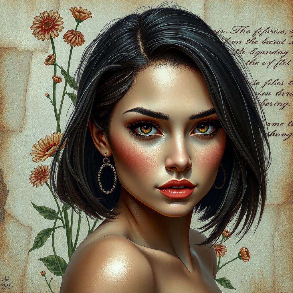 Fantasy Woman with Expressive Eyes in Detailed Matte Paintin...
