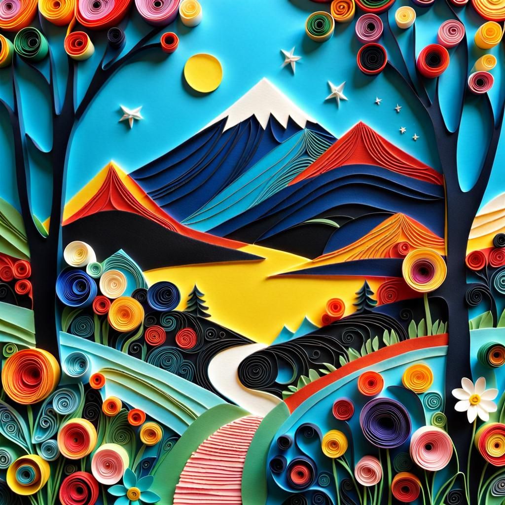 Vivid Mixed Media Naive Art Creation