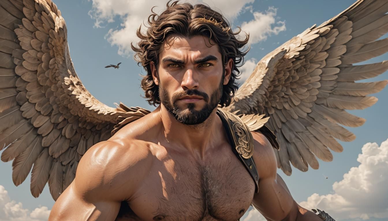Soaring Greek God with Wings